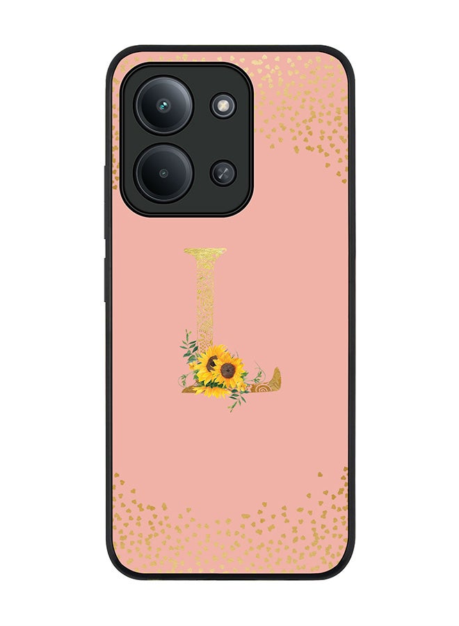 For Xiaomi Redmi 15C 4G Case,Slim fit Camera Protection, Shockproof Thin Phone cover  - Custom Floral Monogram - L  (Rose Pink )